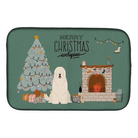Carolines Treasures 14 x 21 in. South Russian Sheepdog Christmas Everyone Dish Drying Mat CK7587DDM